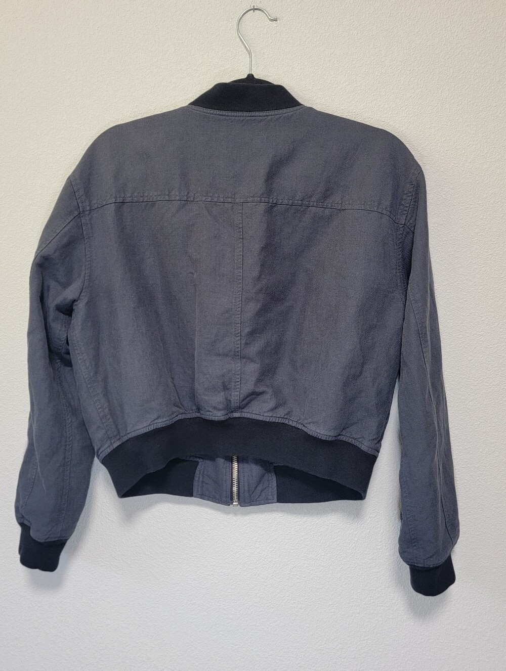 Alex Mill Cropped Bomber Jacket Linen Blend Washed Black - Picture 4 of 7